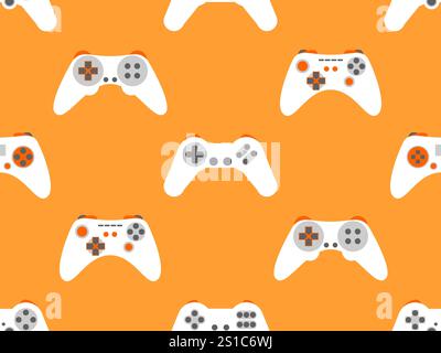 Manette sans couture. Dispositif de commande de jeu pour jeux vidéo. Manette de jeu pour console de jeu rétro dans le style des années 80 - 90. Conception pour papiers peints, emballages, couvertures Illustration de Vecteur