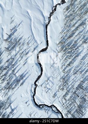 Une couverture de neige recouvre le paysage sauvage et boisé entourant le mont. Hood, Oregon. Cette région du nord-ouest du Pacifique est à seulement une heure de route de Portland. Banque D'Images