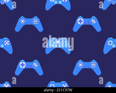 Manette sans couture. Dispositif de commande de jeu pour jeux vidéo. Manette de jeu pour console de jeu rétro dans le style des années 80 - 90. Conception pour papiers peints, emballages, couvertures Illustration de Vecteur