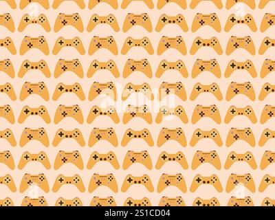 Manette sans couture. Dispositif de commande de jeu pour jeux vidéo. Manette de jeu pour console de jeu rétro dans le style des années 80 - 90. Conception pour papiers peints, emballages, couvertures Illustration de Vecteur