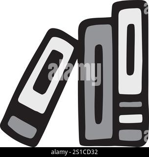 Icône d'étagère de livres Doodle dessinée à la main avec une ligne noire, style à main levée coloré gris Illustration de Vecteur