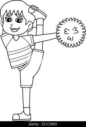 Femelle cheerleader Bow et Arrow coloration isolée Illustration de Vecteur