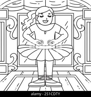 Ballerine dans la première position Coloriage page Illustration de Vecteur