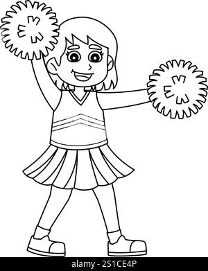 Pom-pom-meneuse faisant la position l isolée Illustration de Vecteur