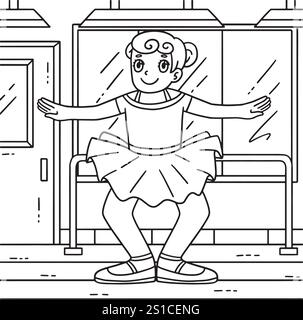 Ballerine dans une page de coloriage Plie pour les enfants Illustration de Vecteur