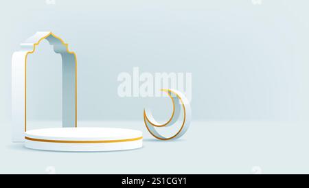 fond de podium islamique blanc et or Illustration de Vecteur