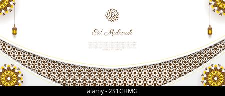 fond islamique pour eid moubarak, ramadan kareem, mouharram et d'autres fêtes islamiques avec calligraphie arabe et ornement Illustration de Vecteur