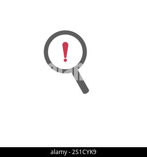 L'analyse des risques dans l'icône de style plat. Illustration vecteur de loupe d'exclamation sur fond blanc isolé. Attention concept d'entreprise. Illustration de Vecteur