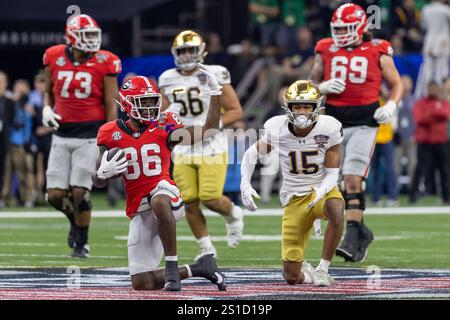 Le receveur large des Georgia Bulldogs Dillon Bell (86) fait une prise lors du Allstate Sugar Bowl, jeudi 2 janvier 2025, à la Nouvelle-Orléans, Louisiane. Notre Dame bat Georgia 23-10. (Kirk Meche/image du sport) Banque D'Images