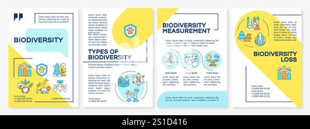 Modèle de brochure bleu et jaune biodiversité Illustration de Vecteur