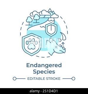 Icône de concept bleu doux d'espèce menacée Illustration de Vecteur