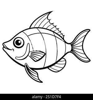 icône de poisson dans le style plat à la mode, conception vectorielle d'art de ligne de poisson sur fond blanc. Illustration de Vecteur