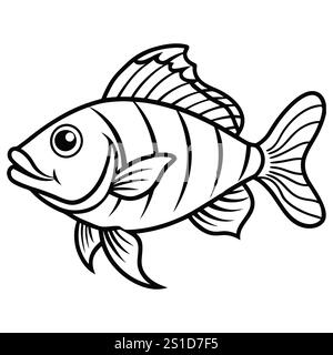 icône de poisson dans le style plat à la mode, conception vectorielle d'art de ligne de poisson sur fond blanc. Illustration de Vecteur