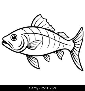 icône de poisson dans le style plat à la mode, conception vectorielle d'art de ligne de poisson sur fond blanc. Illustration de Vecteur