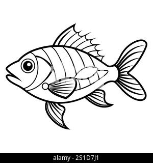 icône de poisson dans le style plat à la mode, conception vectorielle d'art de ligne de poisson sur fond blanc. Illustration de Vecteur