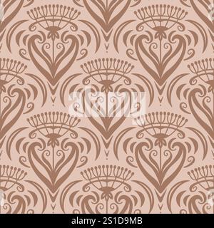 Motif sans couture floral de feston de style Art Nouveau sur fond beige. Illustration de Vecteur