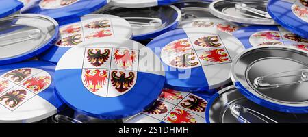 Trentino-Tyrol du Sud - badges ronds avec drapeau - illustration 3D. Banque D'Images