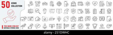 Ensemble d'icônes de trait modifiables d'approbation comprend également inspecteur, timbre, liste de contrôle, approuvé, signature, qualité, conversation, certificat, réussite Illustration de Vecteur