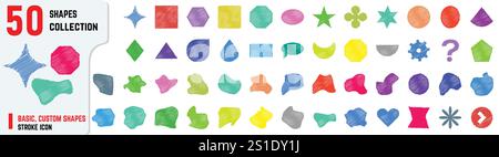 Basic à Custom Shapes Collection, icônes vectorielles modifiables éléments de conception pour les projets créatifs Illustration de Vecteur