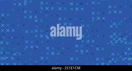 Motif de fond sans couture de symboles de croix espacés uniformément de différentes tailles et opacité. Illustration vectorielle sur fond bleu Illustration de Vecteur