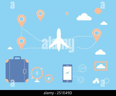 Icônes de transport linéaire et de déplacement Illustration de Vecteur