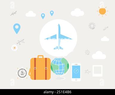Icônes de transport linéaire et de déplacement Illustration de Vecteur