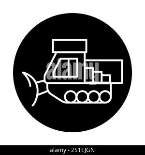 Illustration de la ligne noire du chasse-neige à chenilles. Machine de déneigement. Contour modifiable. Illustration de Vecteur