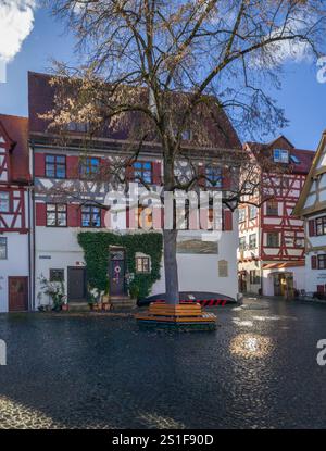 Ancienne maison à colombages, Schönes Haus, dans le Fischerviertel, Ulm, Bade-Württemberg, Allemagne Banque D'Images