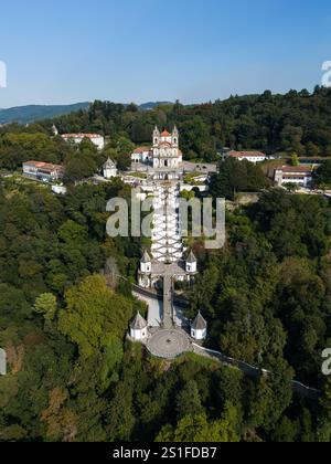 Sanctuaire de Bom Jesus do Monte. Braga, Portugal. Vue aérienne Banque D'Images