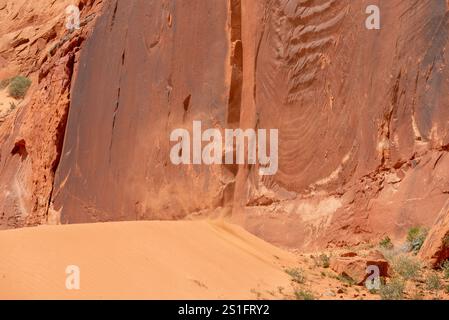Sable soufflant d'une dune dans le désert du nord de l'Arizona. Banque D'Images
