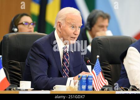 Rio de Janeiro, Brésil, 19 novembre 2024, Joe Biden, Président des États-Unis, lors d'une réunion à la plénière du G20. Banque D'Images