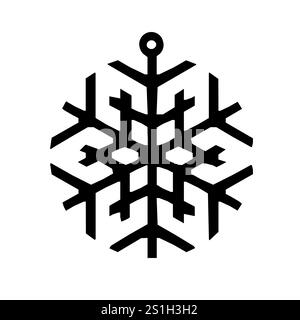 Le flocon de neige est dessiné en noir et blanc. Le flocon de neige est un design simple avec un schéma de couleurs noir et blanc. Le flocon de neige est un symbole de l'hiver et du t Illustration de Vecteur