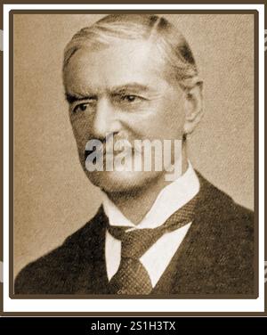 Portrait des années 1940 de Neville Chamberlain (Arthur Neville Chamberlain 1869 – 1940) ancien premier ministre de Grande-Bretagne. Banque D'Images