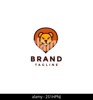 Logo Smiling Friendly Lion Design. Logo Cute Smiling Lion Design. Illustration de Vecteur
