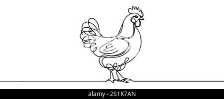 Ligne continue unique dessinant une poule mère. Illustration de Vecteur