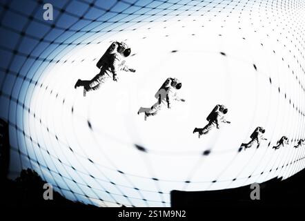 ASTRONOMIQUEMENT ESPACÉ : un mystère de physique quantique s'enchevêtrent et tombe sur un astronaute qui a traversé l'horizon des événements d'un trou noir. Banque D'Images
