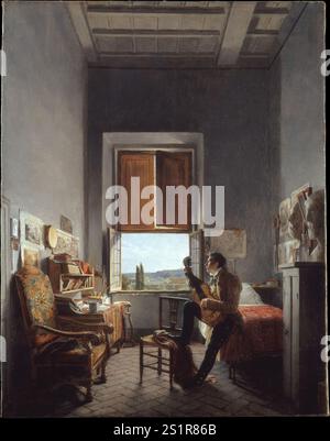 Titre : Léon Pallière (1787–1820) dans sa chambre à la Villa Médicis, Rome artiste : Jean Alaux année : 1817 médium : huile sur toile dimensions : 22 7/8 × 17 7/8 in. (58,1 × 45,4 cm) lieu : le Metropolitan Museum of Art Banque D'Images