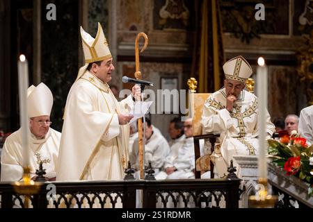 Rome, Italie. 04 janvier 2025. Mons. Renato Tarantelli Baccari vu lors de son ordination épiscopale à la basilique Jean-Latran. (Photo de Stefano Costantino/SOPA images/Sipa USA) crédit : Sipa USA/Alamy Live News Banque D'Images