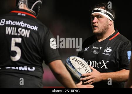 Jamie George des Saracens lors du Gallagher Premiership Rugby match entre Saracens et Bristol Bears au StoneX Stadium, Londres, Angleterre, le 4 janvier 2025. Photo de Phil Hutchinson. Utilisation éditoriale uniquement, licence requise pour une utilisation commerciale. Aucune utilisation dans les Paris, les jeux ou les publications d'un club/ligue/joueur. Crédit : UK Sports pics Ltd/Alamy Live News Banque D'Images