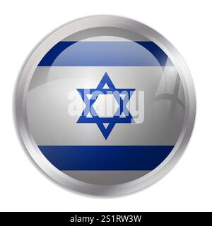 Drapeau d'Israël - bouton cercle brillant affiche un drapeau coloré représentant l'identité culturelle et le patrimoine d'un pays. L'essence de la fierté et de l'unité nationales. Illustration de Vecteur