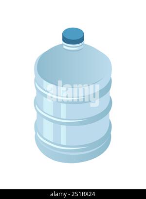 Réservoir d'eau isométrique transparent. Bouteille d'eau pour refroidisseur avec vanne d'eau froide et chaude. Fournitures de bureau. Illustration vectorielle isolée sur fond blanc Illustration de Vecteur