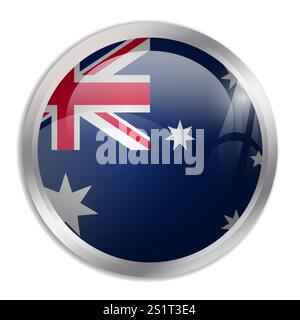 Drapeau de l'Australie - bouton cercle brillant affiche un drapeau coloré représentant l'identité culturelle et le patrimoine d'un pays. L'essence de la fierté et de l'unité nationales. Illustration de Vecteur