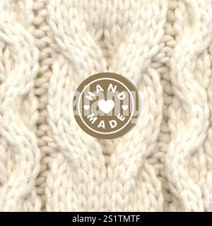 Étiquette de chaussettes d'hiver, fait à la main avec amour, fond autocollant Illustration de Vecteur