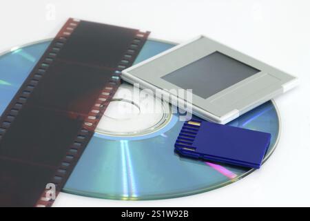 Divers supports de stockage photographiques à travers les âges Banque D'Images