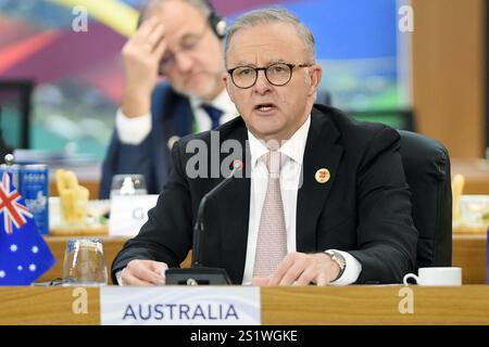 Rio de Janeiro, Brésil, 19 novembre 2024. Scott Morrison, premier ministre de l'Australie, lors d'une réunion à la plénière du G20. Banque D'Images