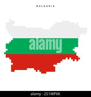 Icône de carte drapeau pixel Bulgarie. Illustration vectorielle plate isolée sur blanc Illustration de Vecteur