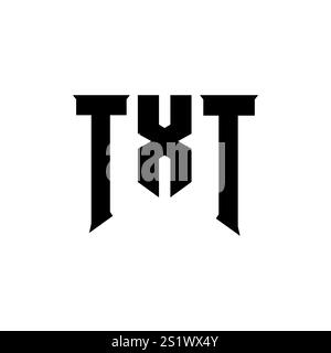 Conception de logo de lettre TXT pour la société de technologie. Combinaison de couleurs noir et blanc de conception de logo TXT. Logo TXT, vecteur TXT, design TXT, icône TXT, alph TXT Illustration de Vecteur