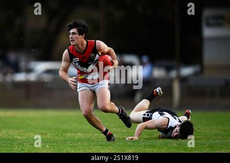 EUROA, AUSTRALIE 11 mai 2024. Australian Rules Football League, Goulburn Valley Football League round 6 Euroa Magpies vs Benalla Saints en Euroa Banque D'Images