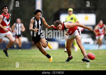 EUROA, AUSTRALIE 11 mai 2024. Australian Rules Football League, Goulburn Valley Football League round 6 Euroa Magpies vs Benalla Saints en Euroa Banque D'Images