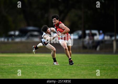 EUROA, AUSTRALIE 11 mai 2024. Australian Rules Football League, Goulburn Valley Football League round 6 Euroa Magpies vs Benalla Saints en Euroa Banque D'Images